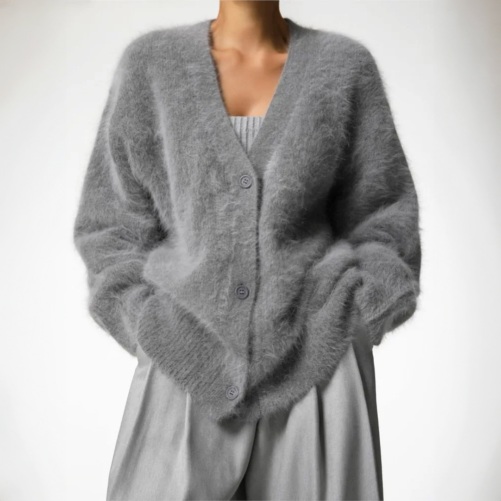 Franka | Damen V-Ausschnitt Oversized Strickjacke
