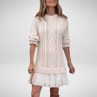 Rainne | Damen Mini Strickkleid mit Zopfmuster