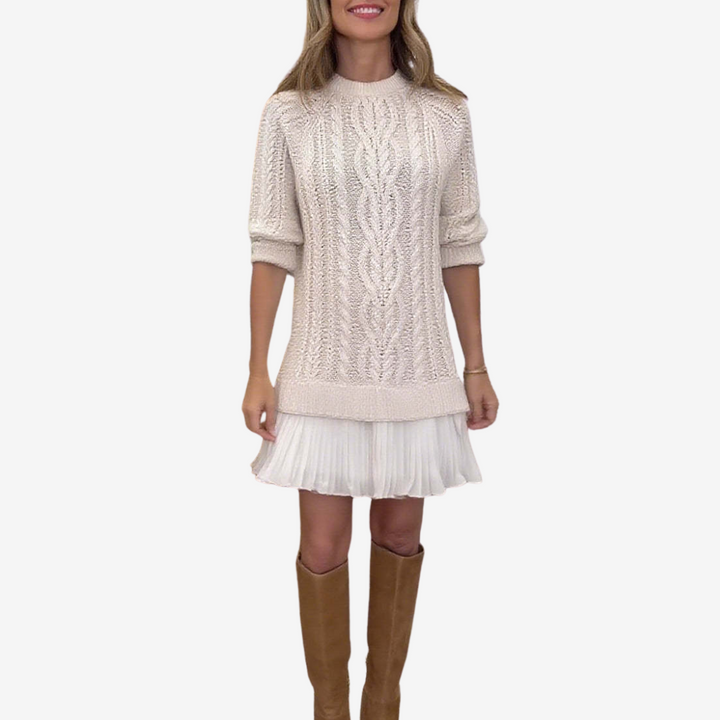 Rainne | Damen Mini Strickkleid mit Zopfmuster