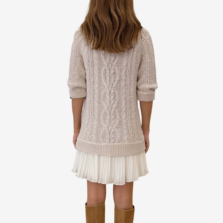 Rainne | Damen Mini Strickkleid mit Zopfmuster