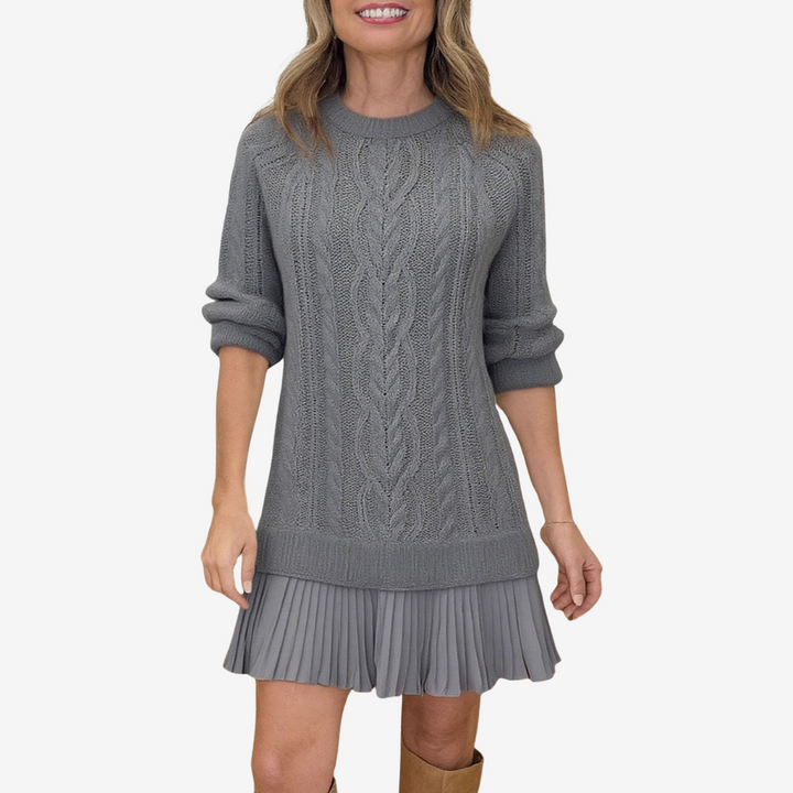 Rainne | Damen Mini Strickkleid mit Zopfmuster