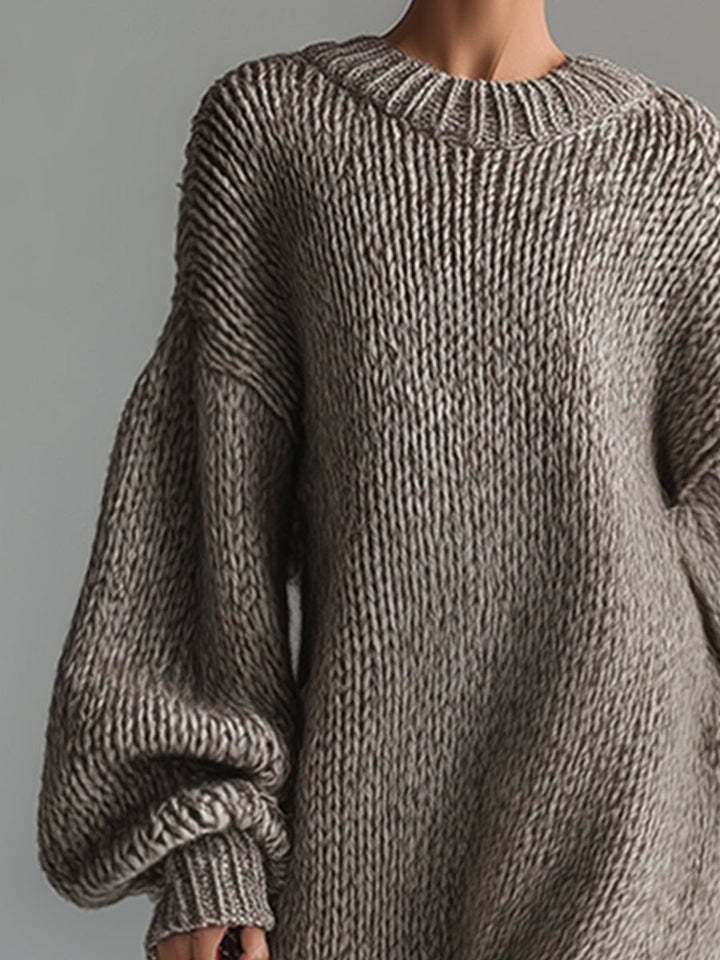 Frieda | Damen Oversized Strickkleid Maxi – Warm und Bequem