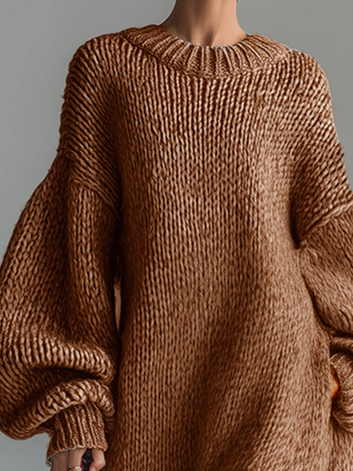 Frieda | Damen Oversized Strickkleid Maxi – Warm und Bequem