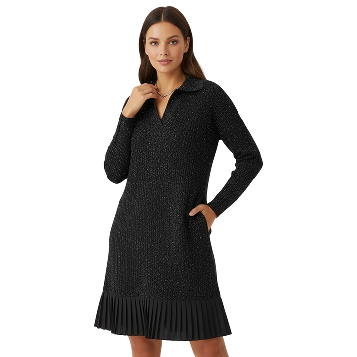 Geirþrúður | Damen Strickkleid mit Kragen" can be rewritten as: "Geirþrúður | Damen Strickkleid mit elegantem Kragen