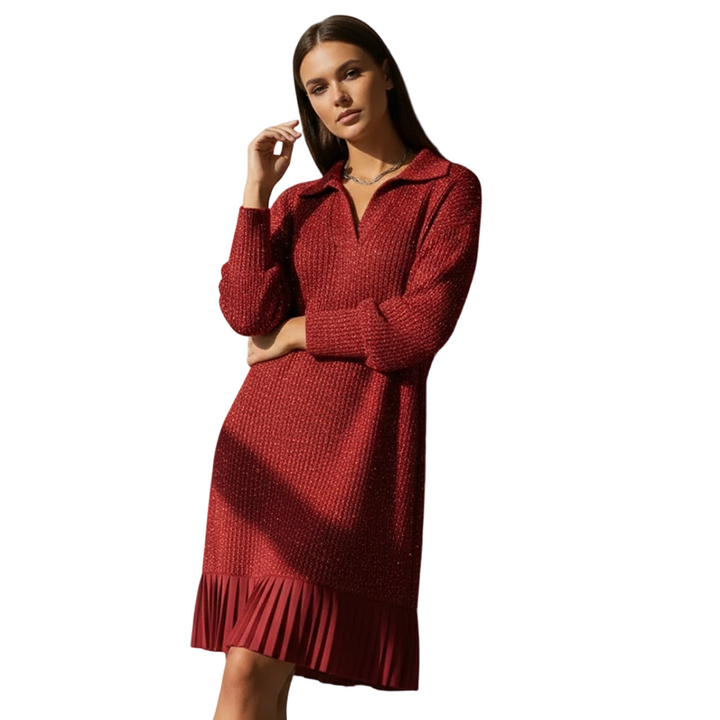 Geirþrúður | Damen Strickkleid mit Kragen" can be rewritten as: "Geirþrúður | Damen Strickkleid mit elegantem Kragen