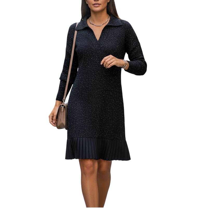 Geirþrúður | Damen Strickkleid mit Kragen" can be rewritten as: "Geirþrúður | Damen Strickkleid mit elegantem Kragen