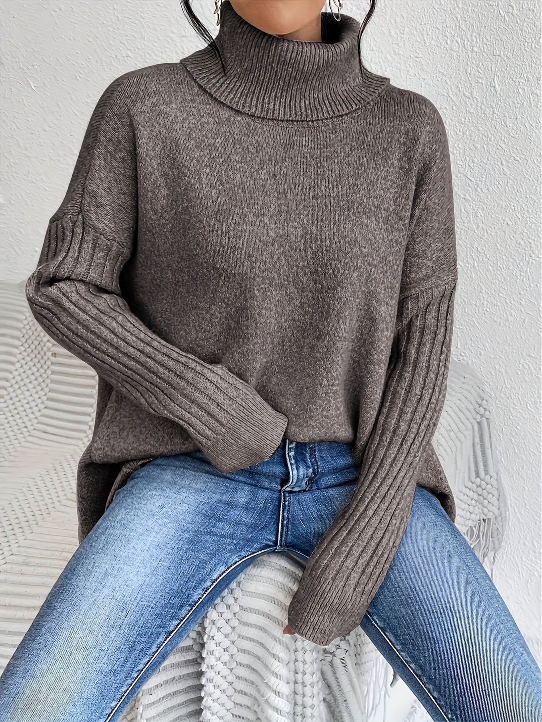 Hedrun | Oversized Damen Rollkragenpullover aus Strick