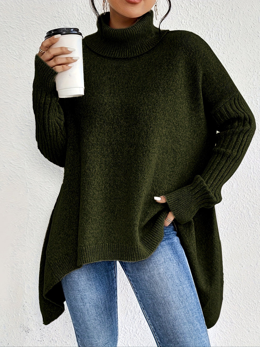 Hedrun | Oversized Damen Rollkragenpullover aus Strick
