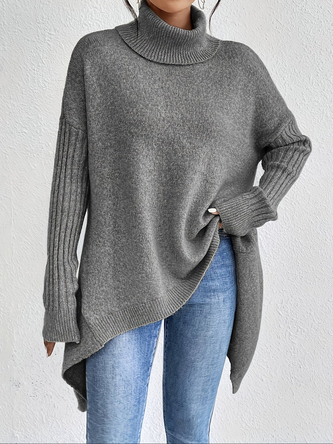 Hedrun | Oversized Damen Rollkragenpullover aus Strick