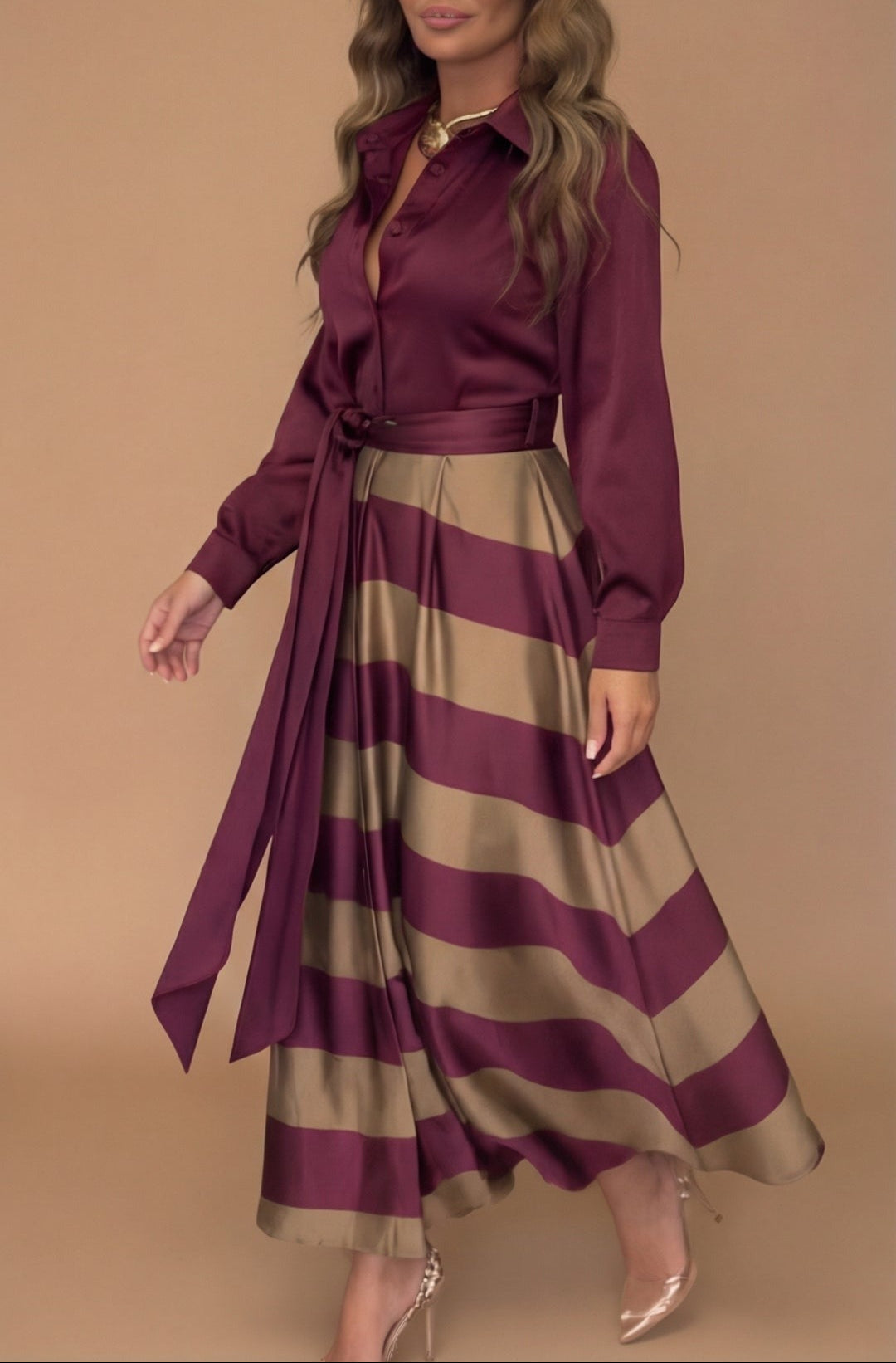 Mila - Gestreifte Lange Kleid