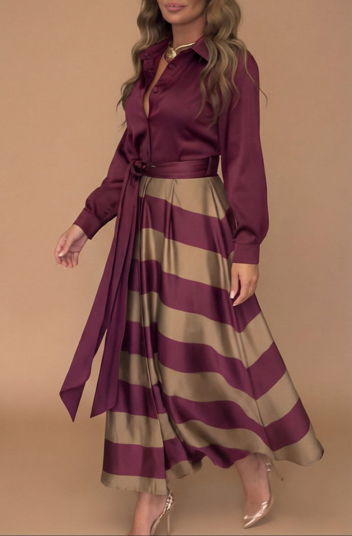 Mila - Gestreifte Lange Kleid