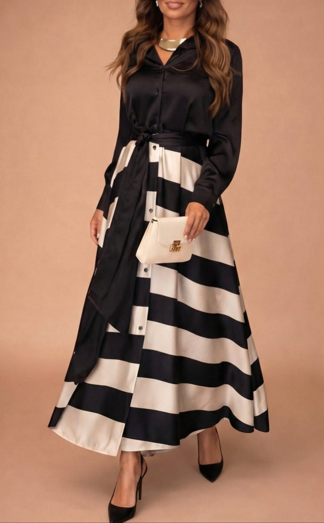 Mila - Gestreifte Lange Kleid