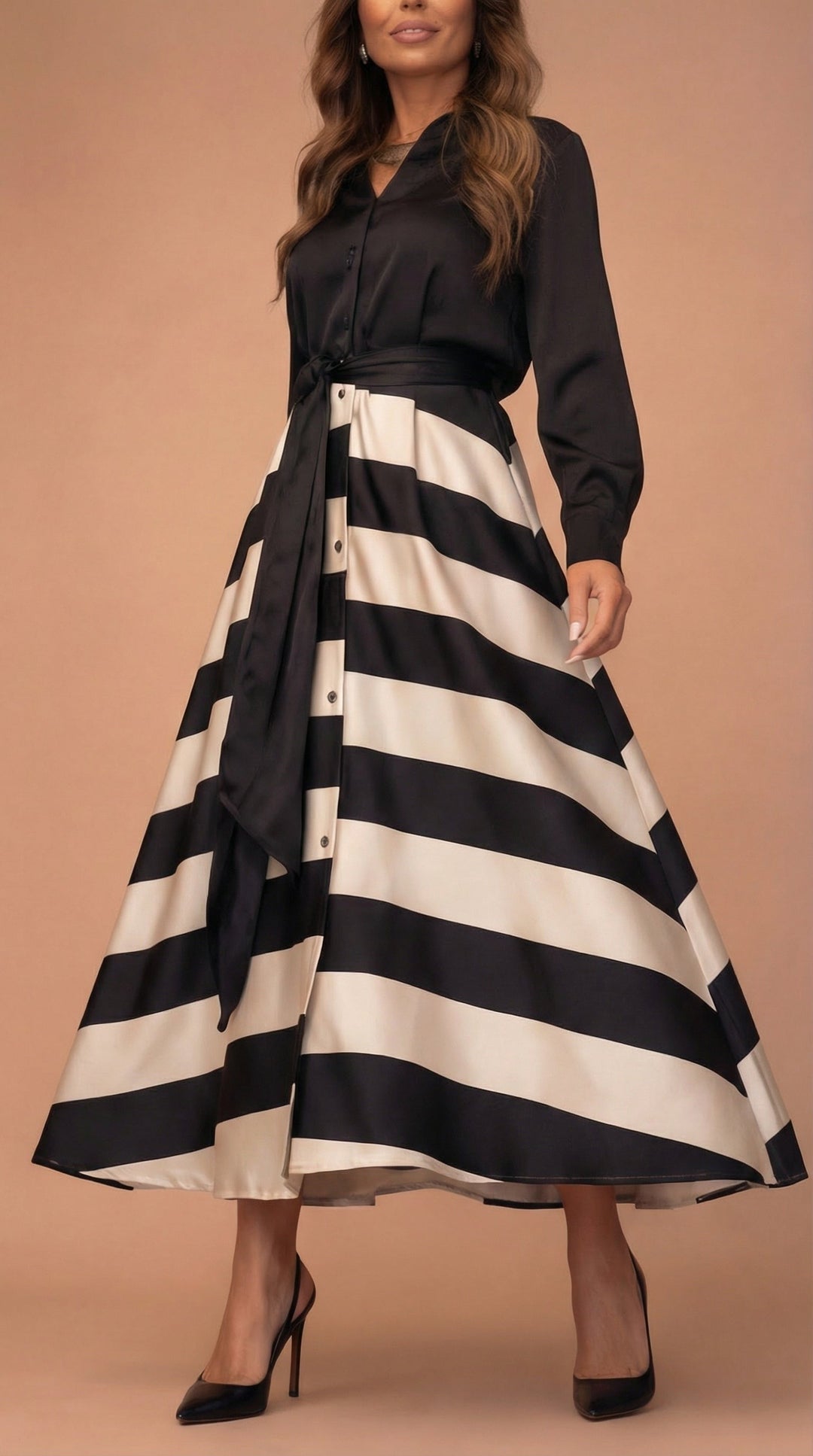 Mila - Gestreifte Lange Kleid