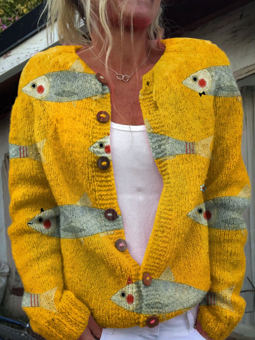 Hildrun | Damen Cardigan mit Print-Strickdesign