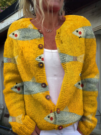Hildrun | Damen Cardigan mit Print-Strickdesign