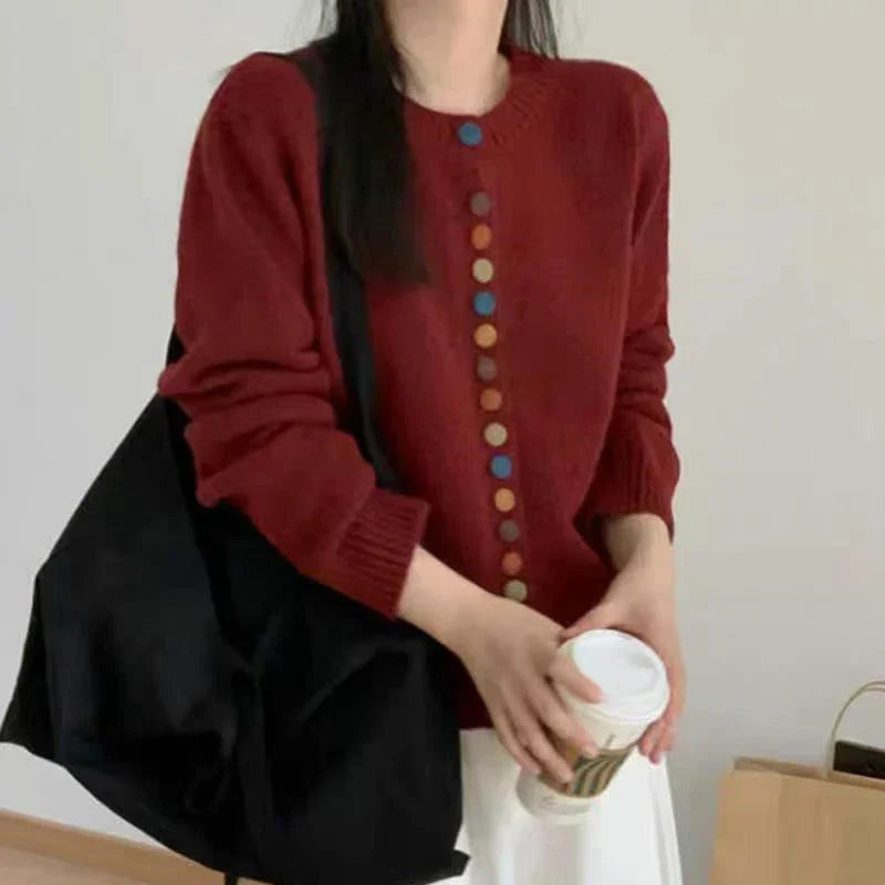 Hildura | Damen Strickjacke mit farbenfrohen Knöpfen