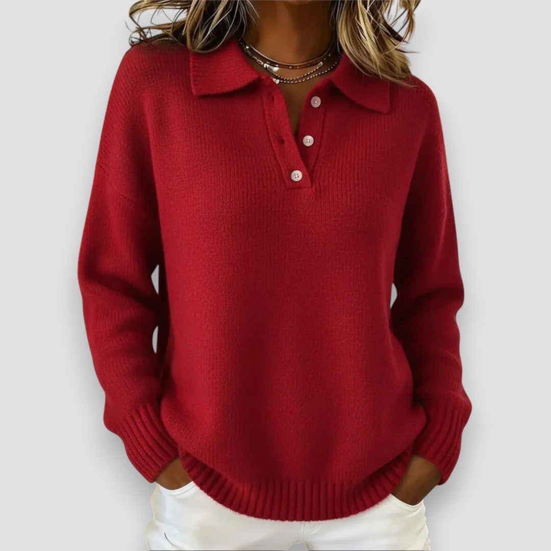 Ingrun | Damen Pullover mit Polokragen aus Strick