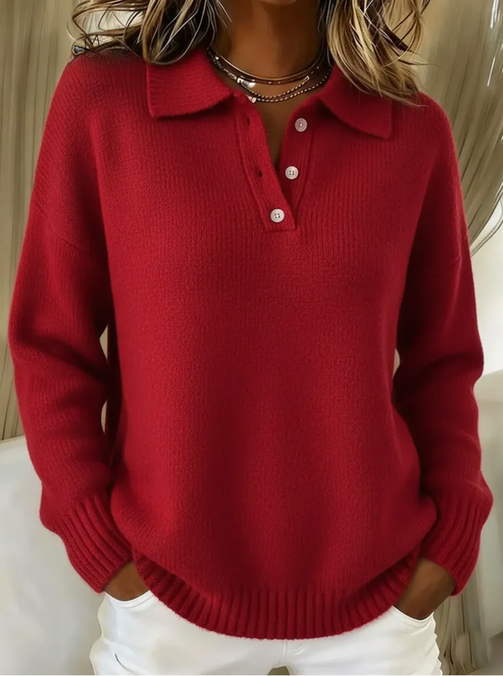 Ingrun | Damen Pullover mit Polokragen aus Strick