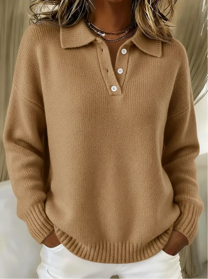 Ingrun | Damen Pullover mit Polokragen aus Strick