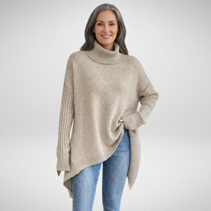 Irmtraud | Damen Oversized Rollkragen Strickpullover