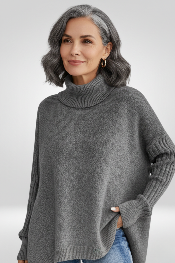 Irmtraud | Damen Oversized Rollkragen Strickpullover