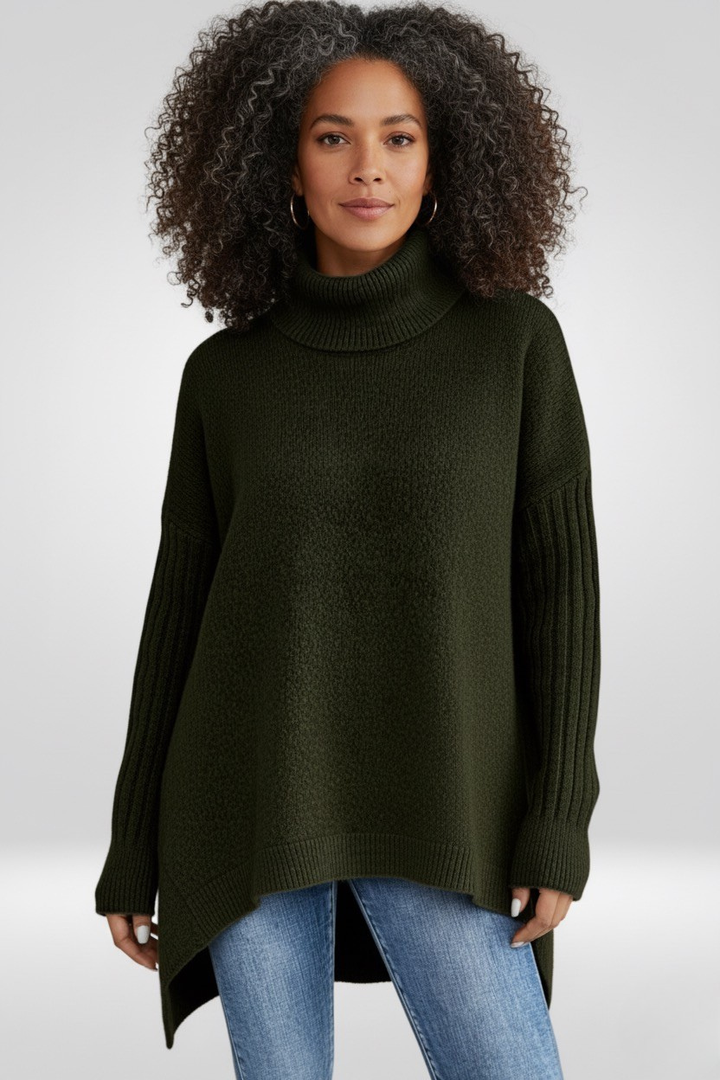 Irmtraud | Damen Oversized Rollkragen Strickpullover