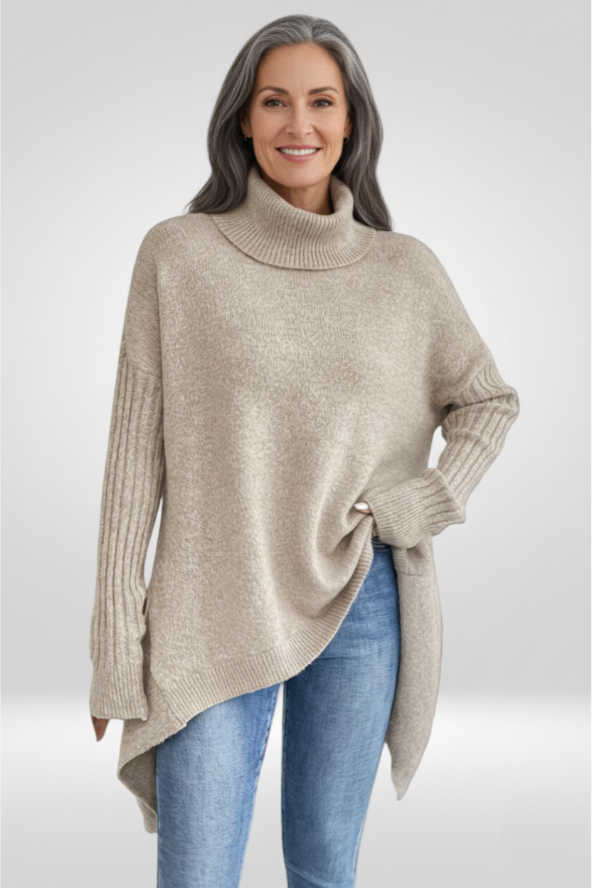 Irmtraud | Damen Oversized Rollkragen Strickpullover