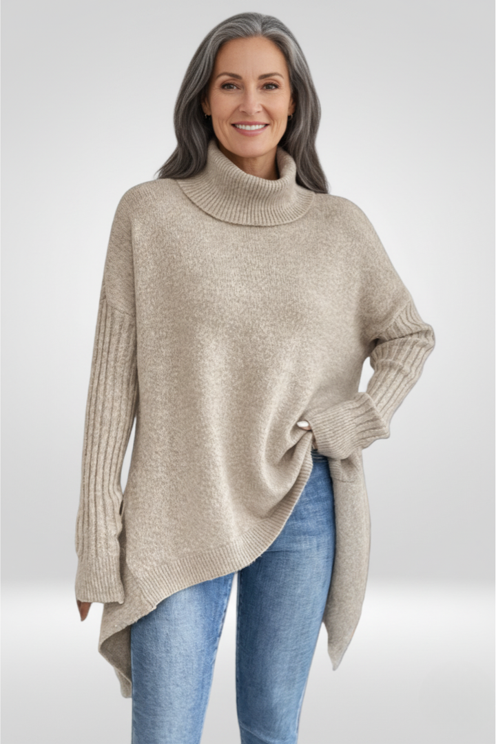 Irmtraud | Damen Oversized Rollkragen Strickpullover