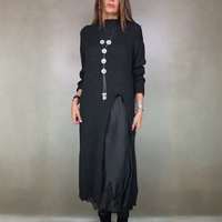 Ivana | Damen Langstrickkleid mit integriertem Unterkleid