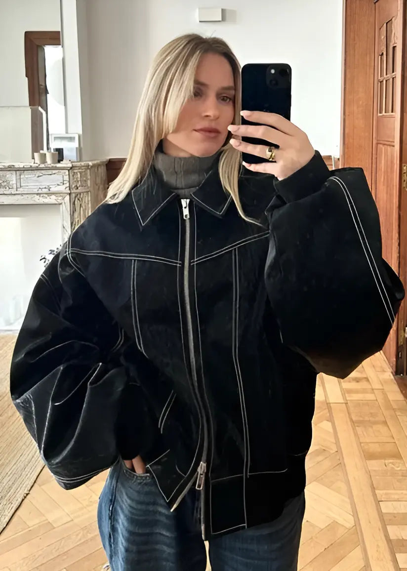 Petra - Lässige Oversized Lederjacke