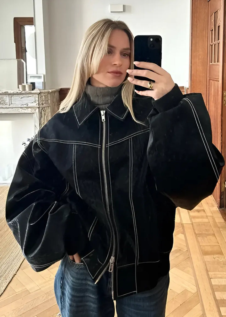 Petra - Lässige Oversized Lederjacke