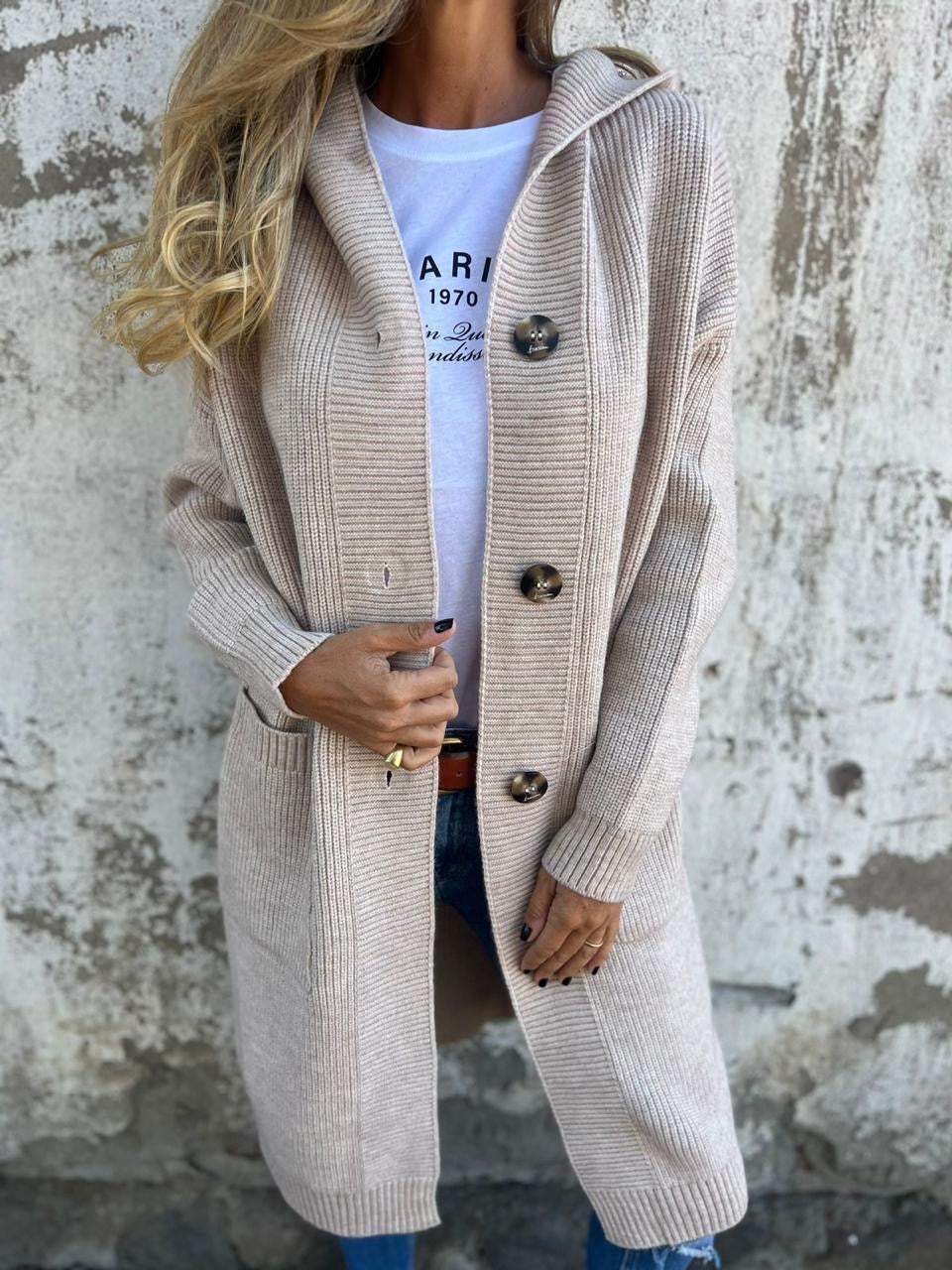 Frida - Eleganter langer Strickcardigan