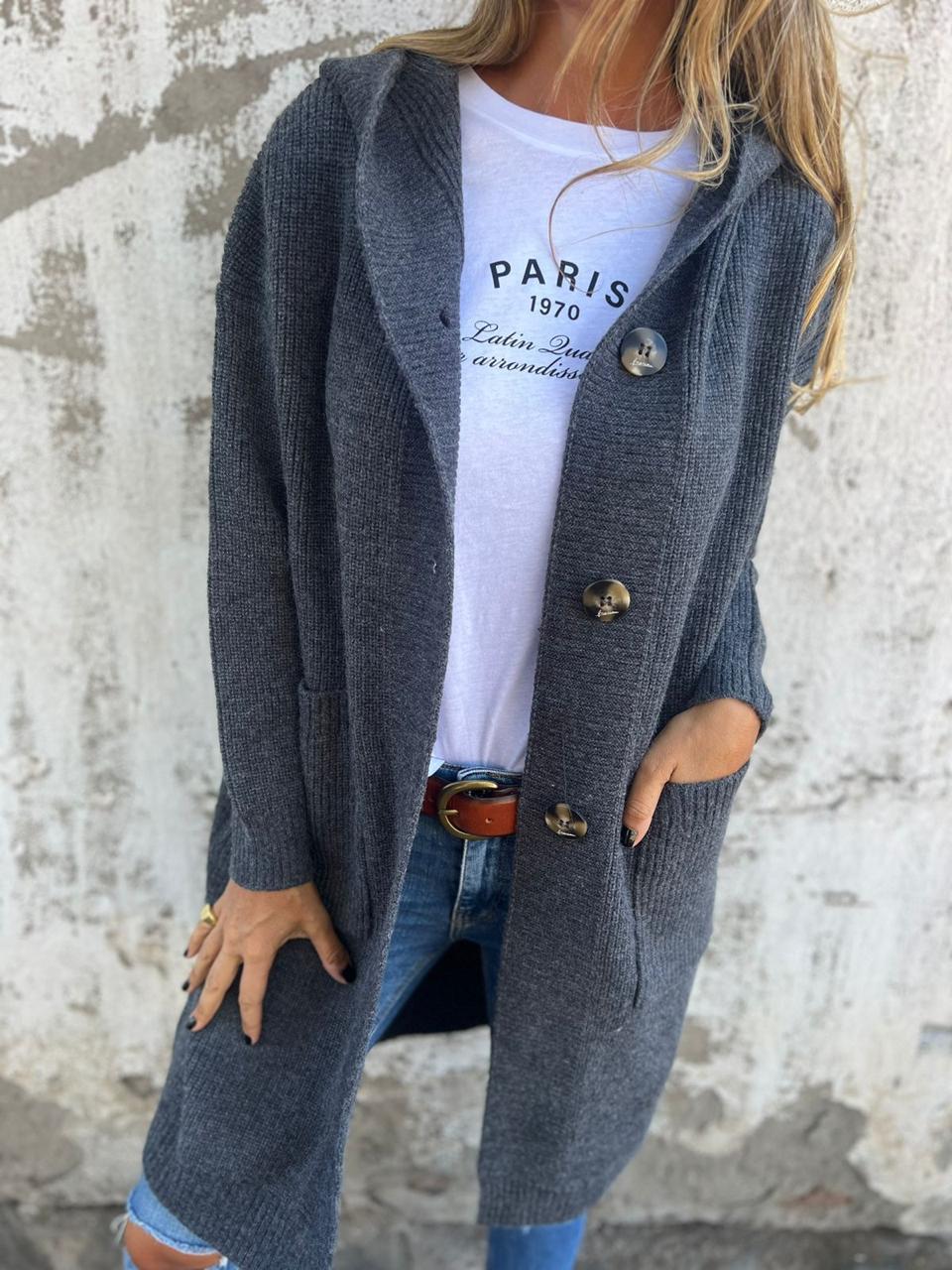 Frida - Eleganter langer Strickcardigan