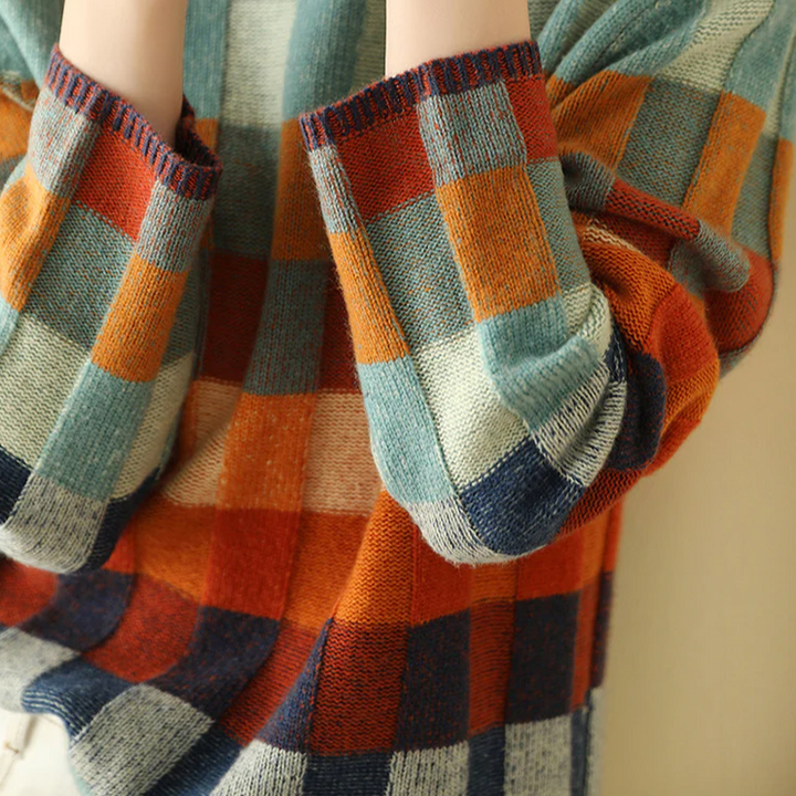 Kerensa | Bunter Karierter Strickpullover für Damen