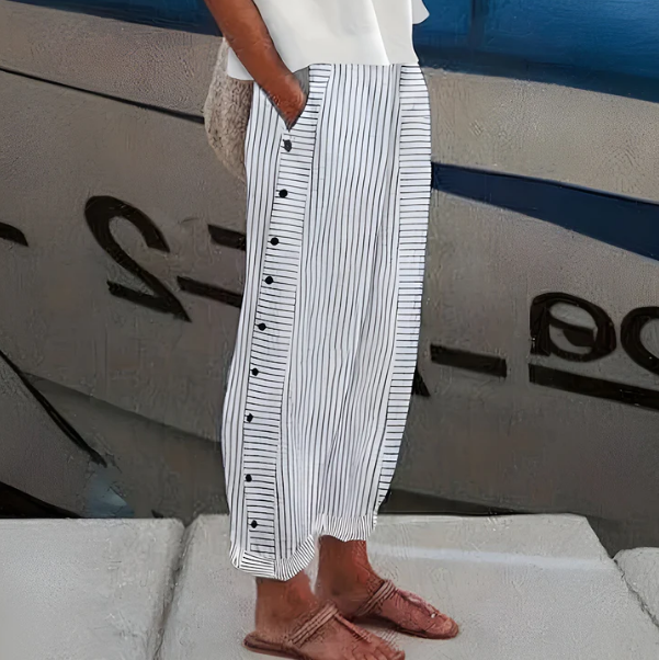 Gisela - Bequeme blau gestreifte Hose