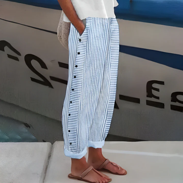 Gisela - Bequeme blau gestreifte Hose