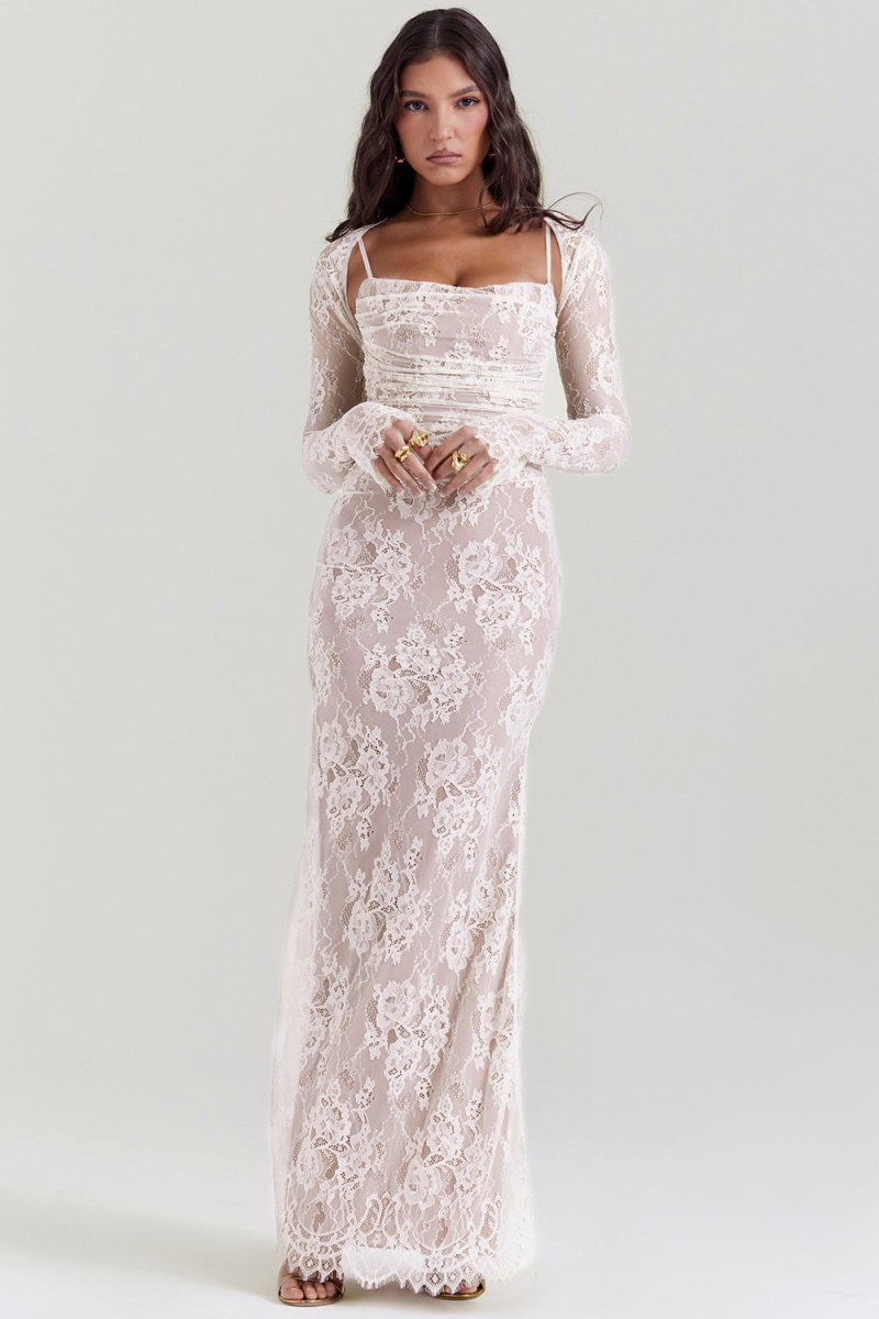 Thalassa - Shoulder-On Floral Lace Maxi