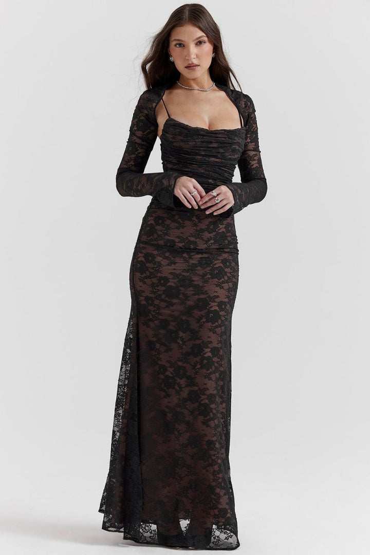 Thalassa - Shoulder-On Floral Lace Maxi