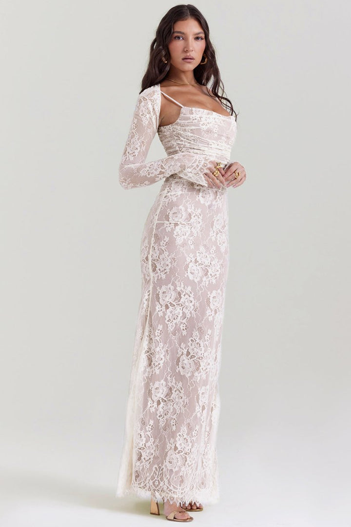 Thalassa - Shoulder-On Floral Lace Maxi