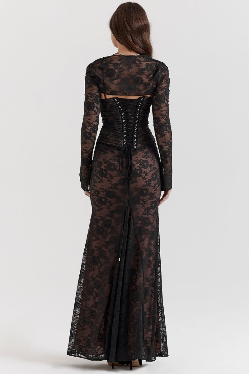 Thalassa - Shoulder-On Floral Lace Maxi