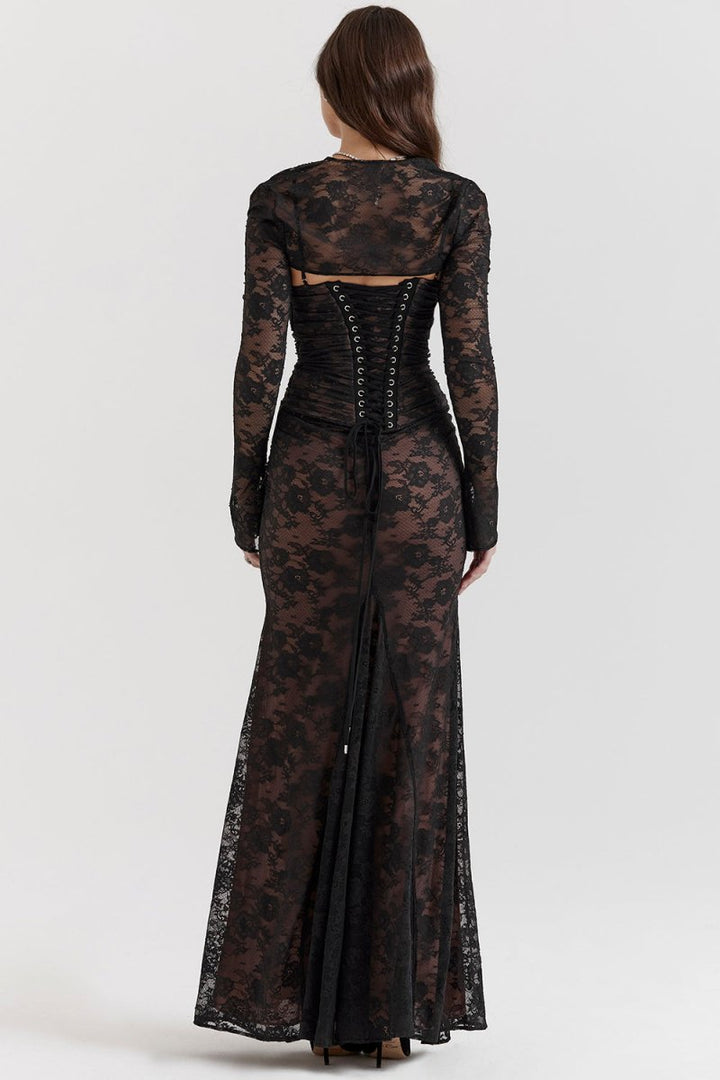 Thalassa - Shoulder-On Floral Lace Maxi