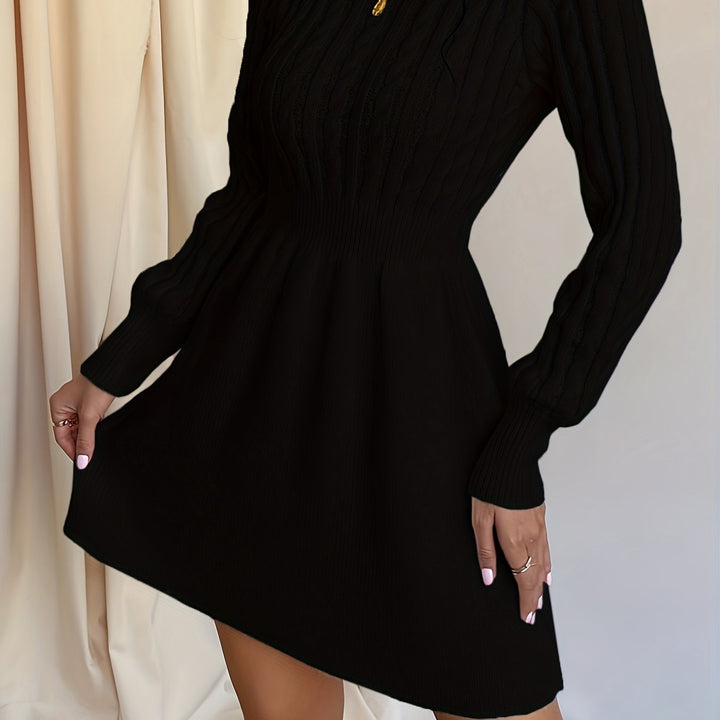 Frederike | Damen Mini Strickkleid mit Zopfmuster