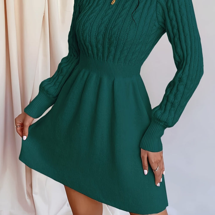 Frederike | Damen Mini Strickkleid mit Zopfmuster