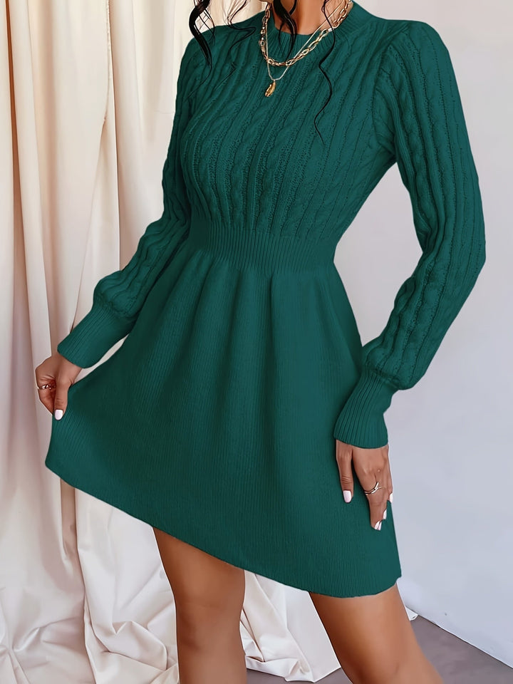 Frederike | Damen Mini Strickkleid mit Zopfmuster