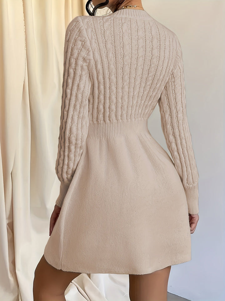 Frederike | Damen Mini Strickkleid mit Zopfmuster
