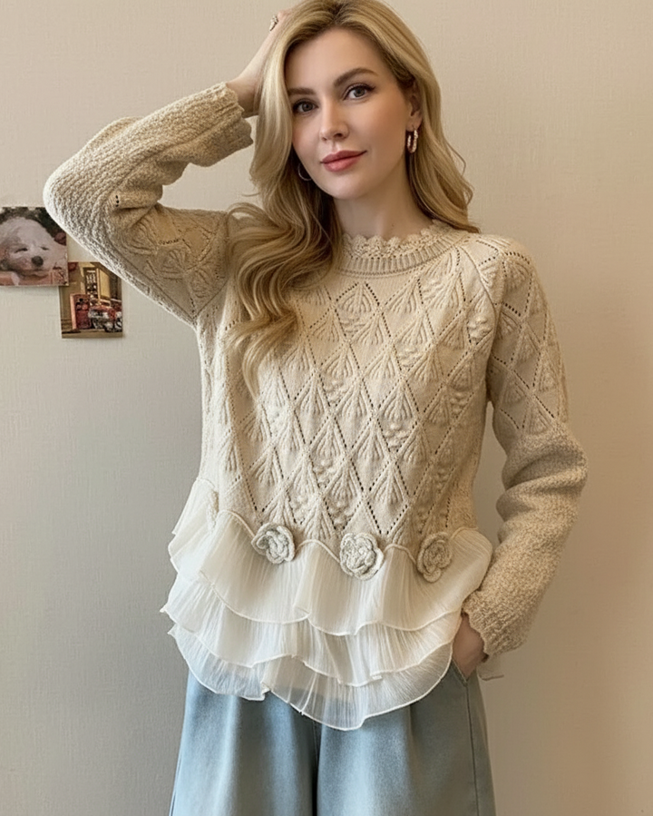 Lorena | Damen Pullover mit Rüschendetails