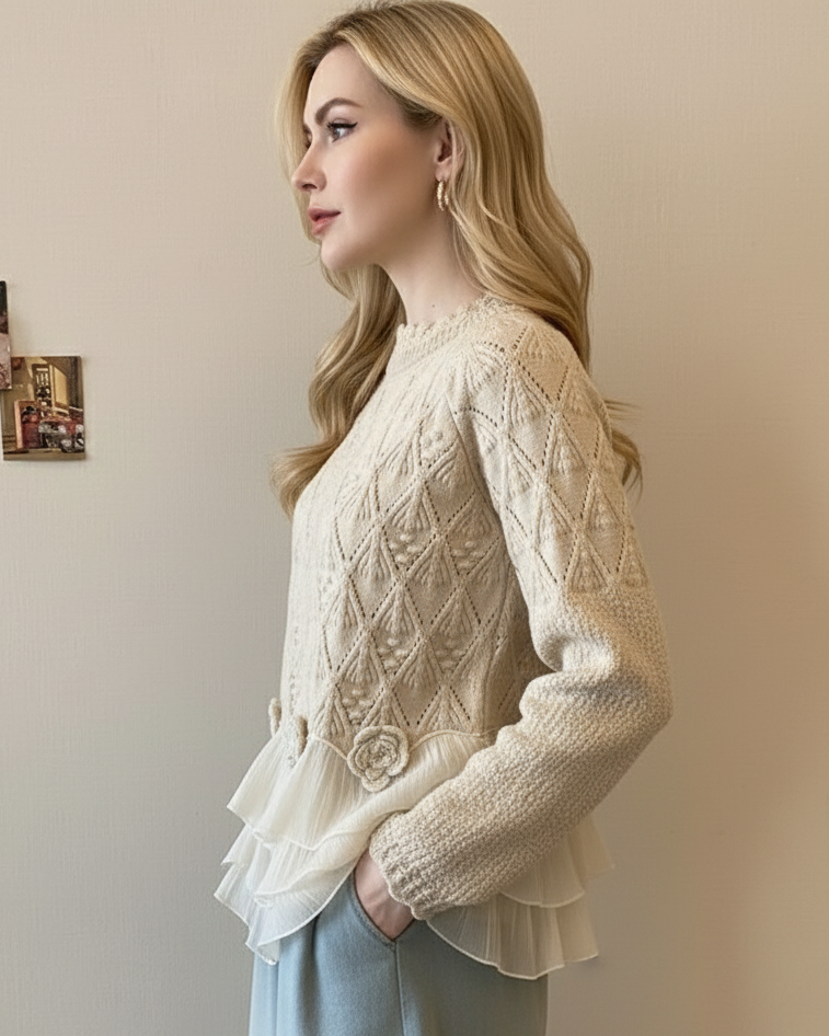 Lorena | Damen Pullover mit Rüschendetails