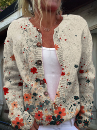 Loretta | Damen Strickjacke im Blumenmuster