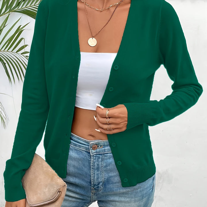 Malmke | Damen V-Ausschnitt Strickjacke in Grün