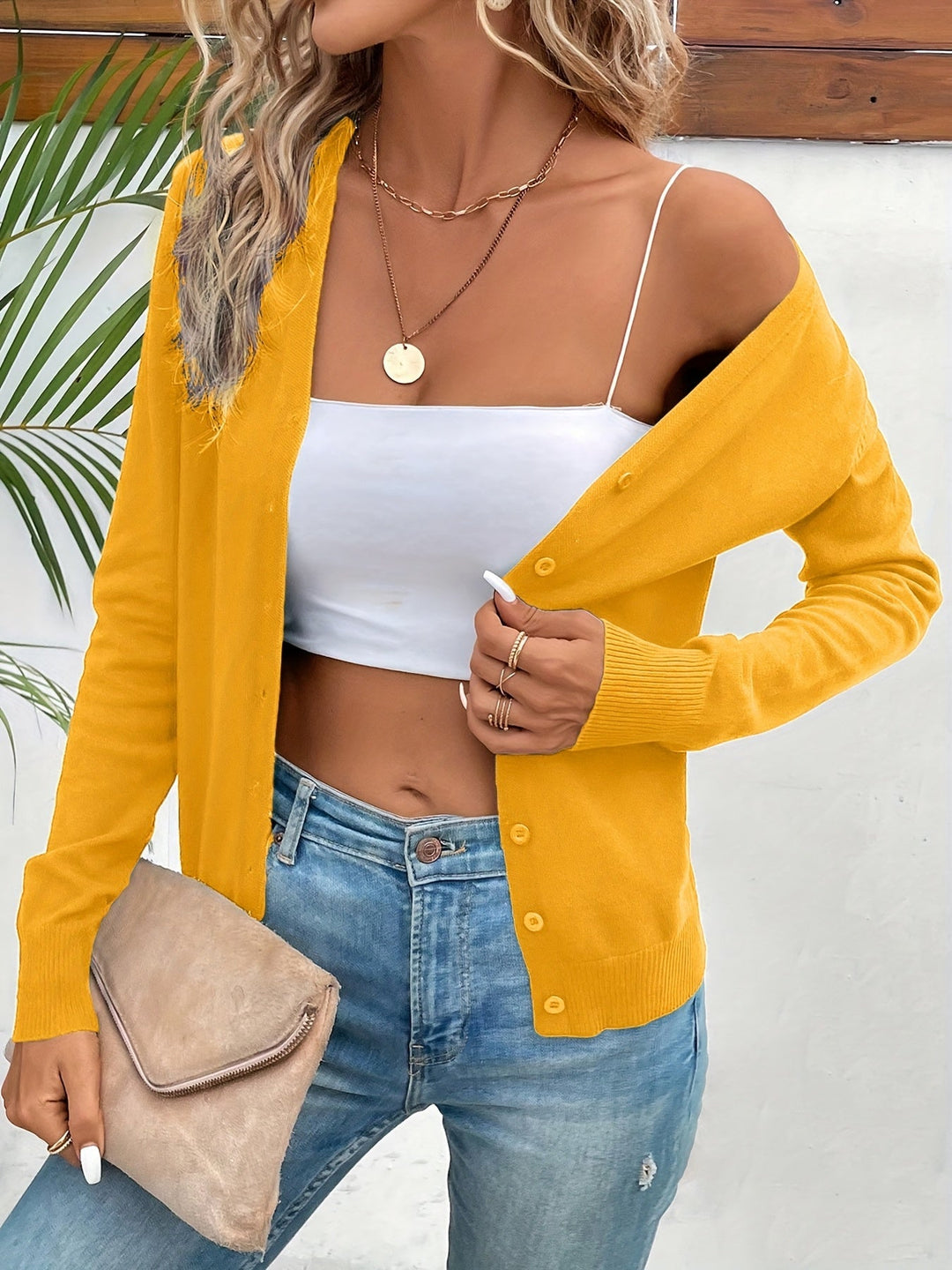 Malmke | Damen V-Ausschnitt Strickjacke in Grün